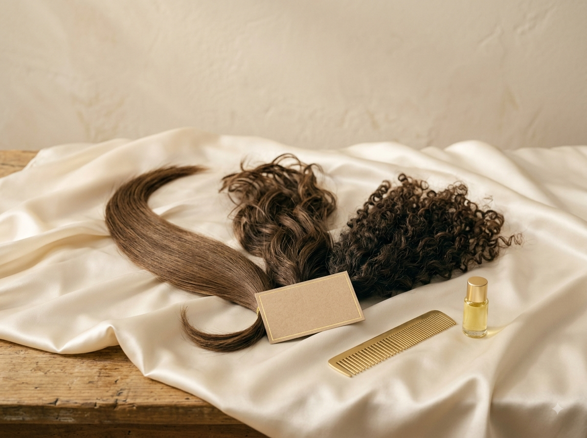 Mèches de cheveux naturels Anaya Raw Hair sur satin