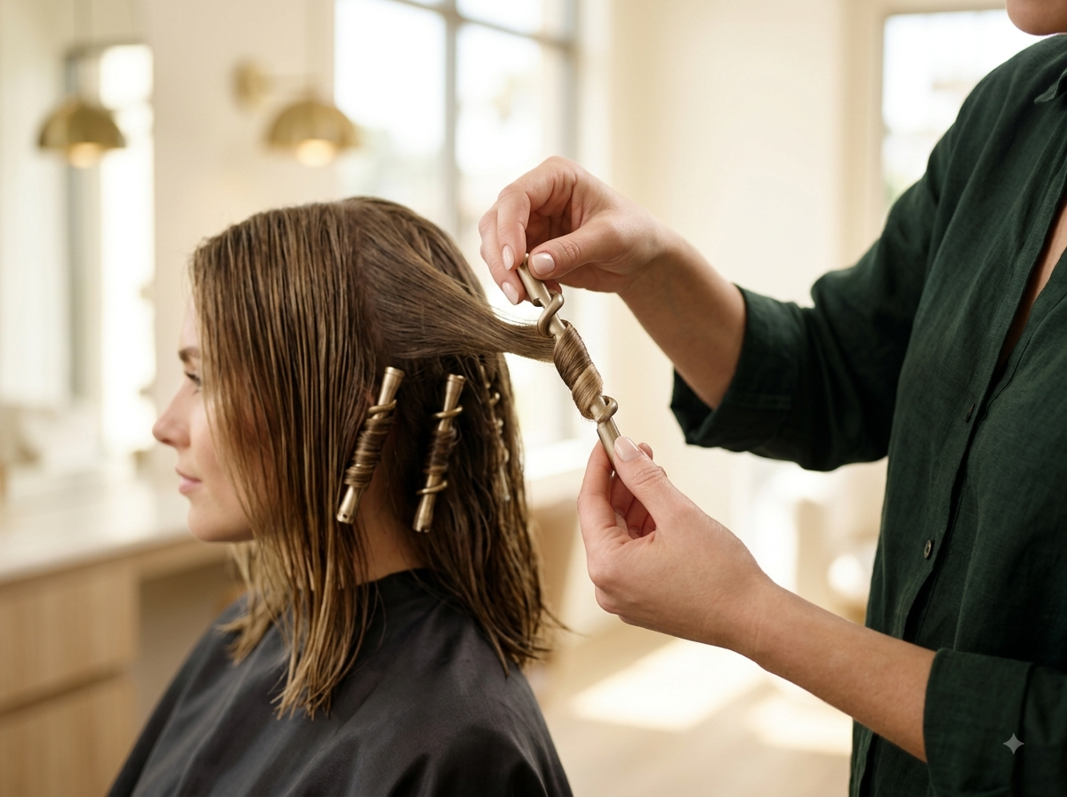 Permanente : mise en forme sur bigoudis – Agathe Beauty Hair
