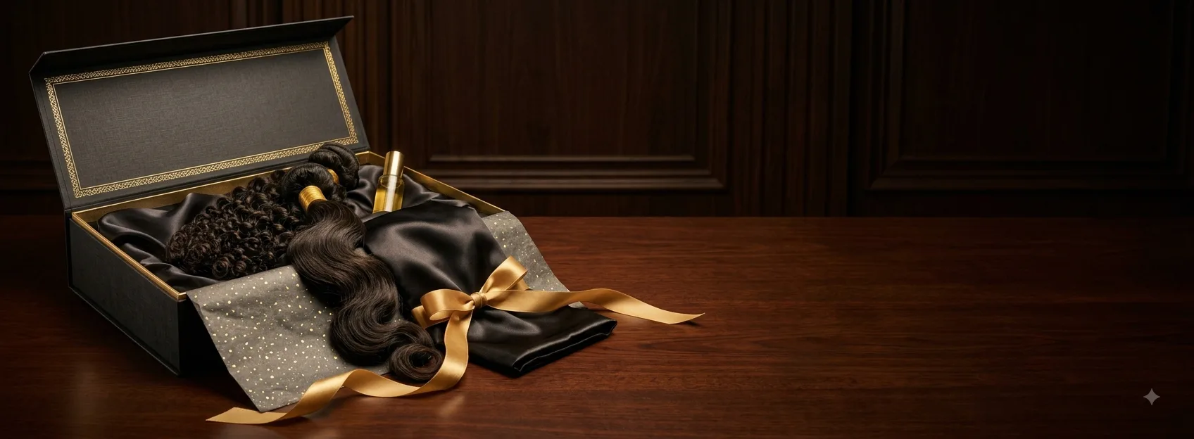 Packaging Anaya Raw Hair — coffret et pochette satin